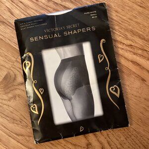NWT VICTORIA'S SECRET SENSUAL SHAPERS HIP TUMMY CONTROL SHEER PANTYHOSE WHITE S
